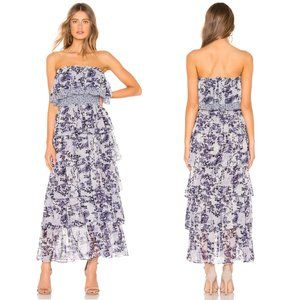 MISA Los Angeles Nadia Strapless Maxi Dress in Blue Floral